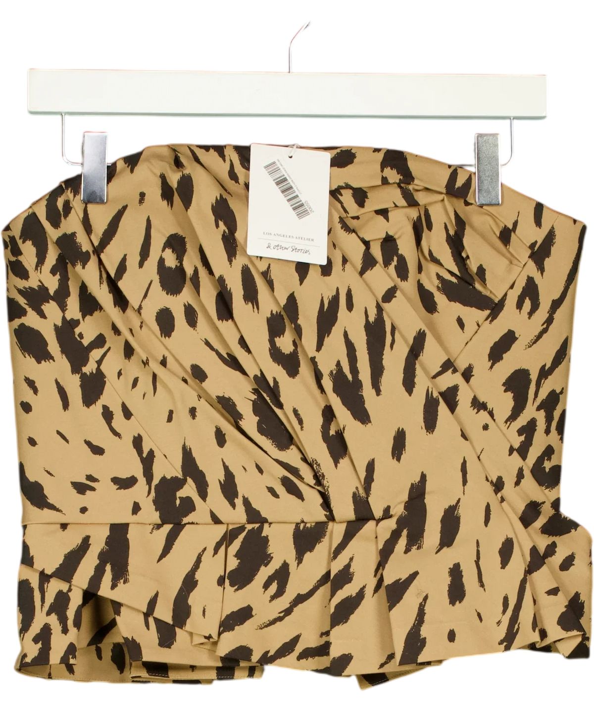 & OTHER STORIES Beige Los Angeles Atelier Draped Animal Print Crop Top, size UK 8 — front