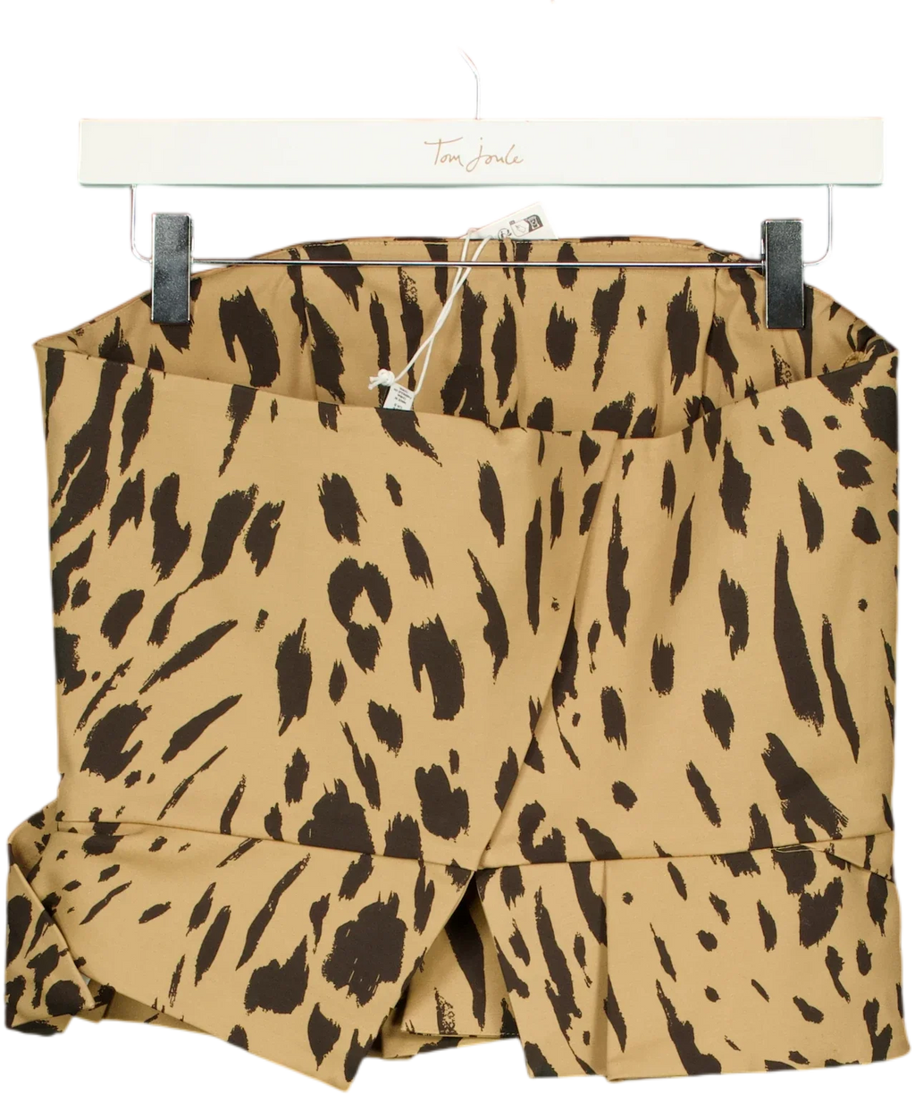 & OTHER STORIES Beige Los Angeles Atelier Draped Animal Print Crop Top, size UK 8 — back