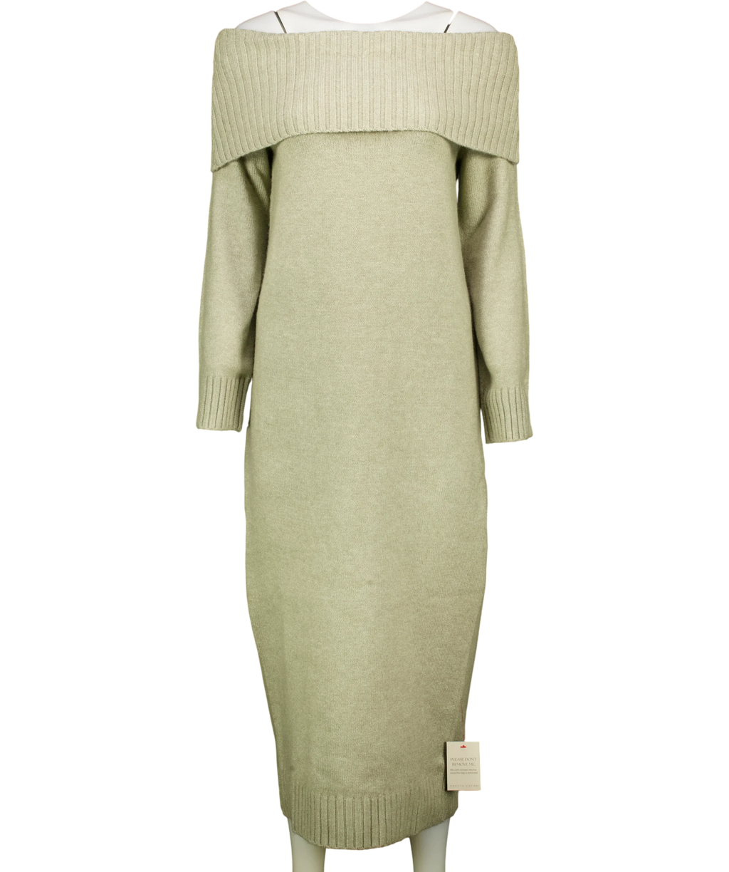 PRETTY LAVISH Green Renee Chunky Knit Midaxi Dress, size UK XS — front