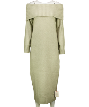Pretty Lavish Renee Chunky Knit Midaxi Dress Sage Green XS