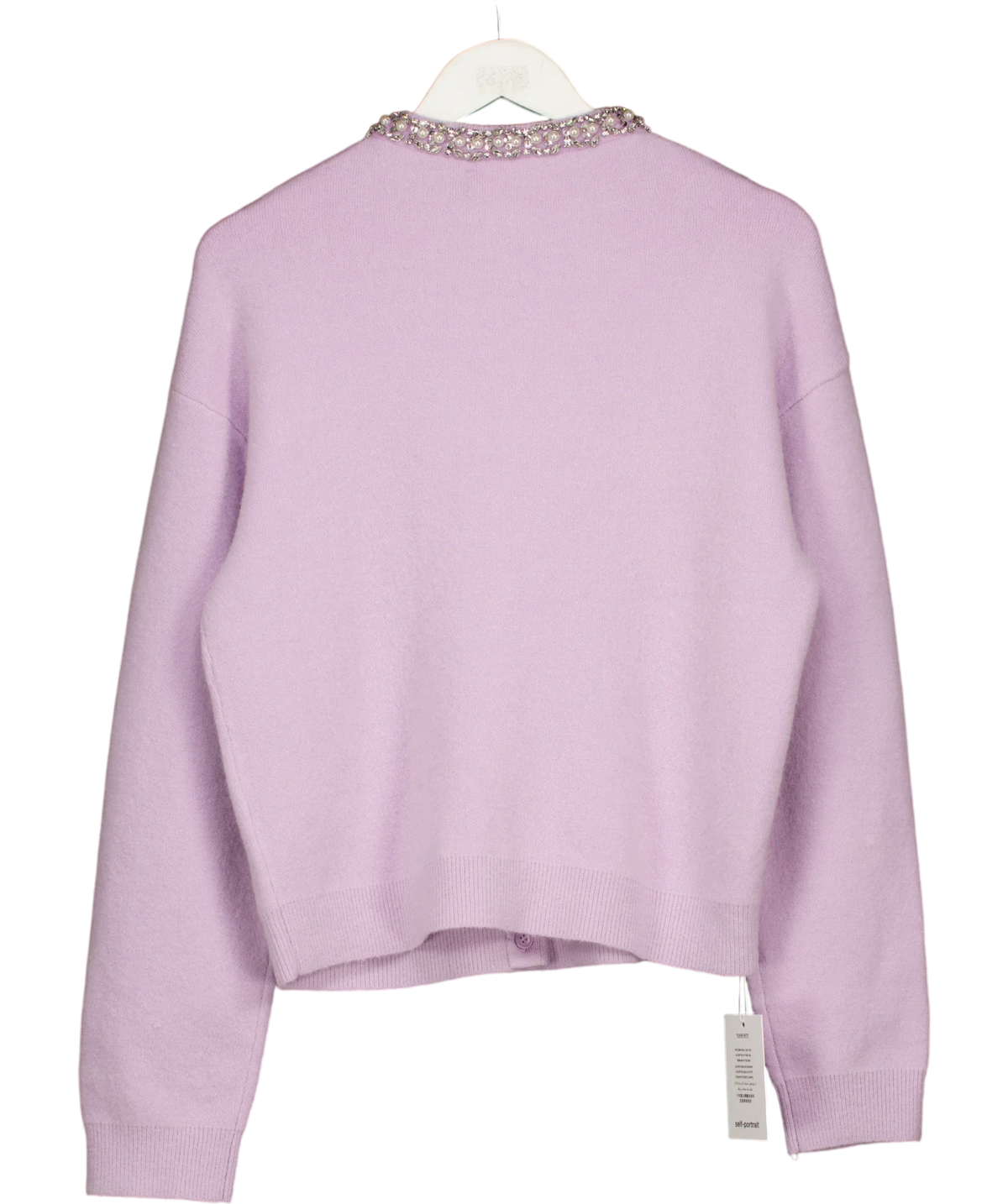 Self-Portrait lilac LILAC CRYSTAL TRIM CARDIGAN, size UK M — back