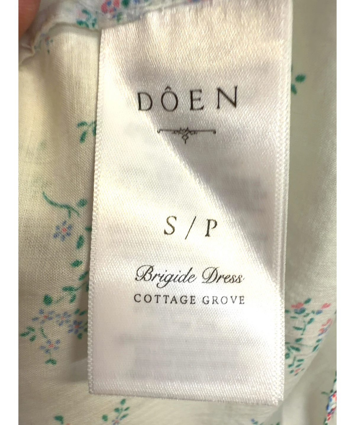 DOEN White Brigide Dress, size UK S — label