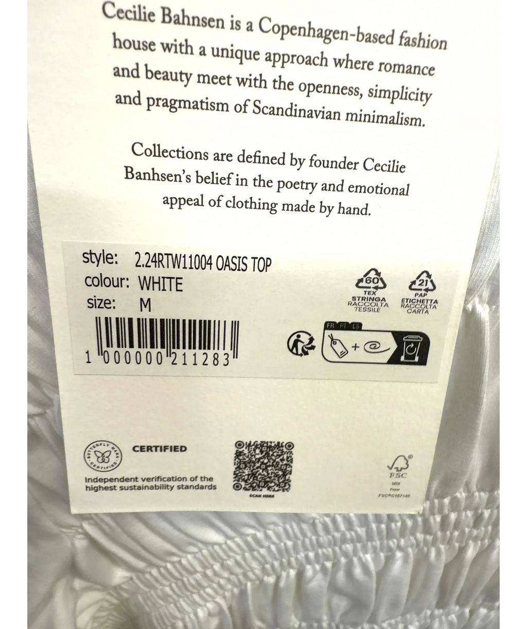 Cecilie Bahnsen White OASIS TOP, size UK M — label