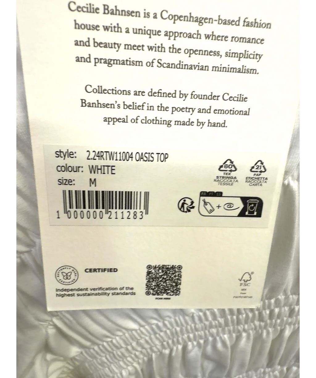Cecilie Bahnsen White OASIS TOP, size UK M — care label