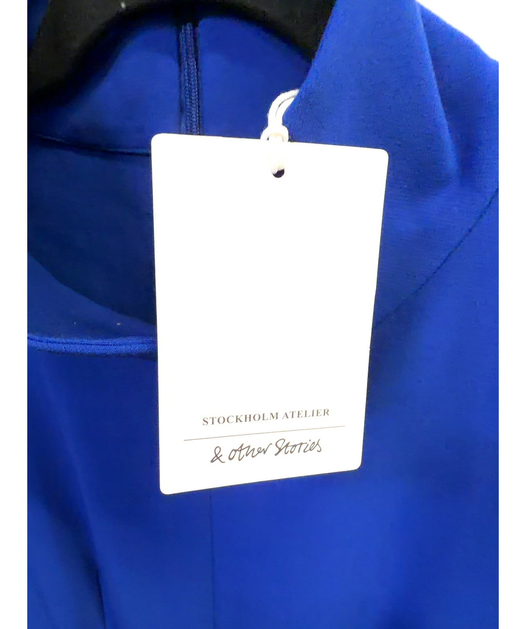 & OTHER STORIES Blue Turtleneck Pleated Mini Dress, size UK 8 — detail