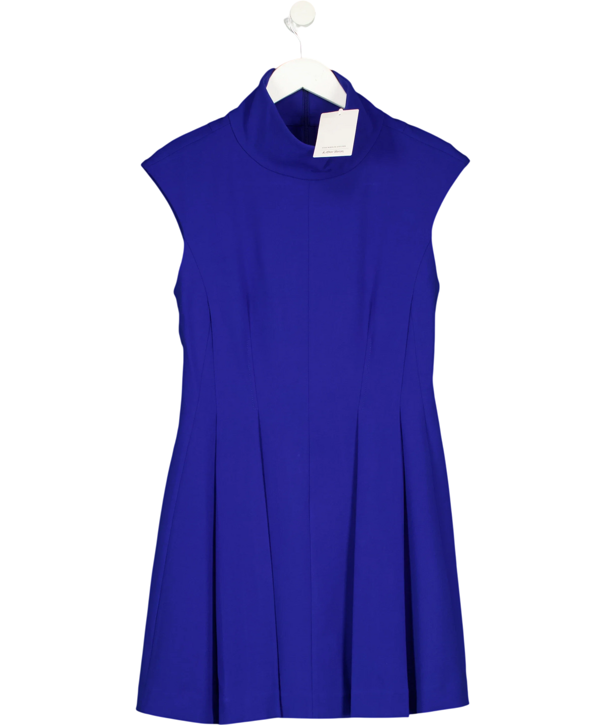 & OTHER STORIES Blue Turtleneck Pleated Mini Dress, size UK 8 — front
