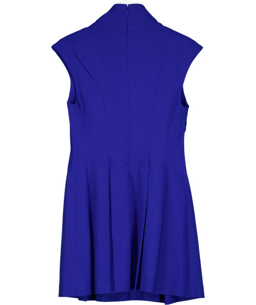 & OTHER STORIES Blue Turtleneck Pleated Mini Dress, size UK 8 — back