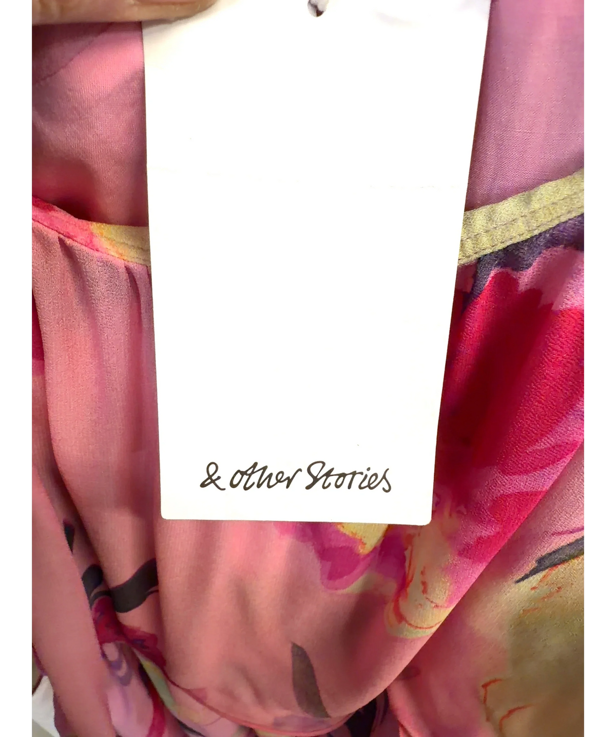 & OTHER STORIES Pink cold-shoulder floral dress, size UK 6 — detail