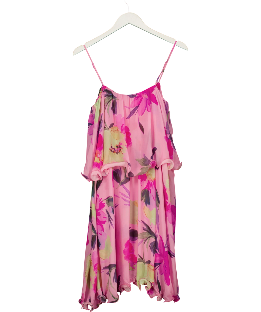 & OTHER STORIES Pink cold-shoulder floral dress, size UK 6 — back