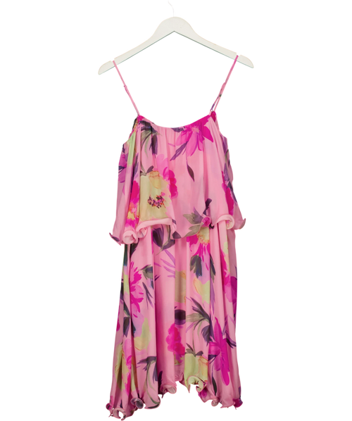 & OTHER STORIES Pink cold-shoulder floral dress, size UK 6 — back