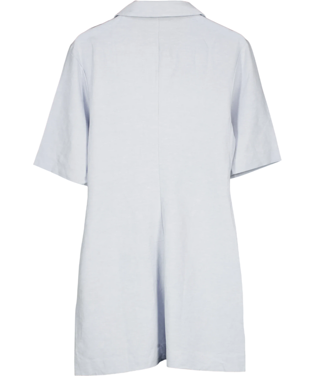 & OTHER STORIES Blue ruched front shirt mini dress, size UK S — back