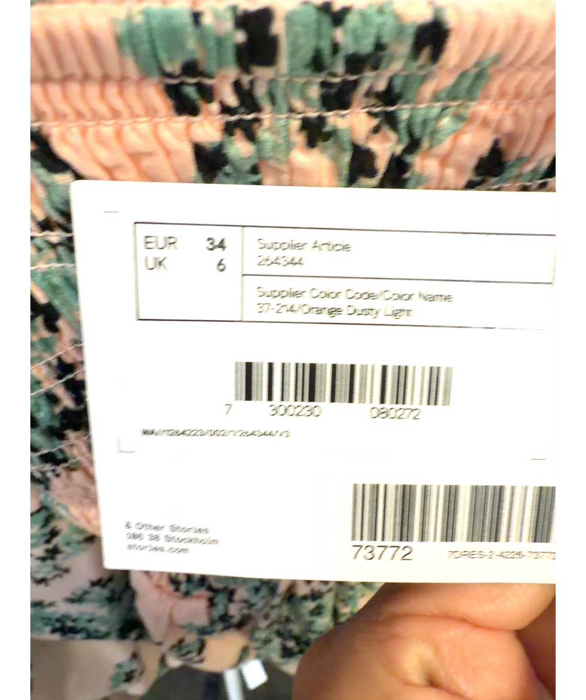 & OTHER STORIES Pink Colour, size UK 6 — label
