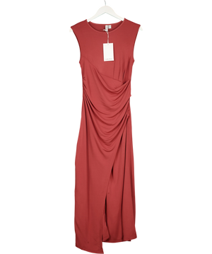 & Other Stories Red Ruched Midi Dress UK 8