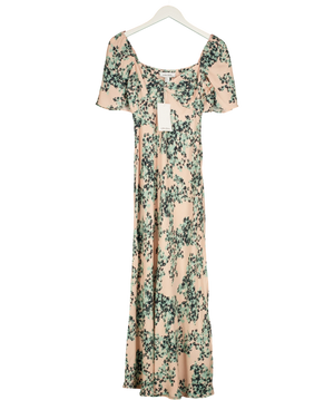 & Other Stories Pink Floral Square Neck Midi Dress UK 4