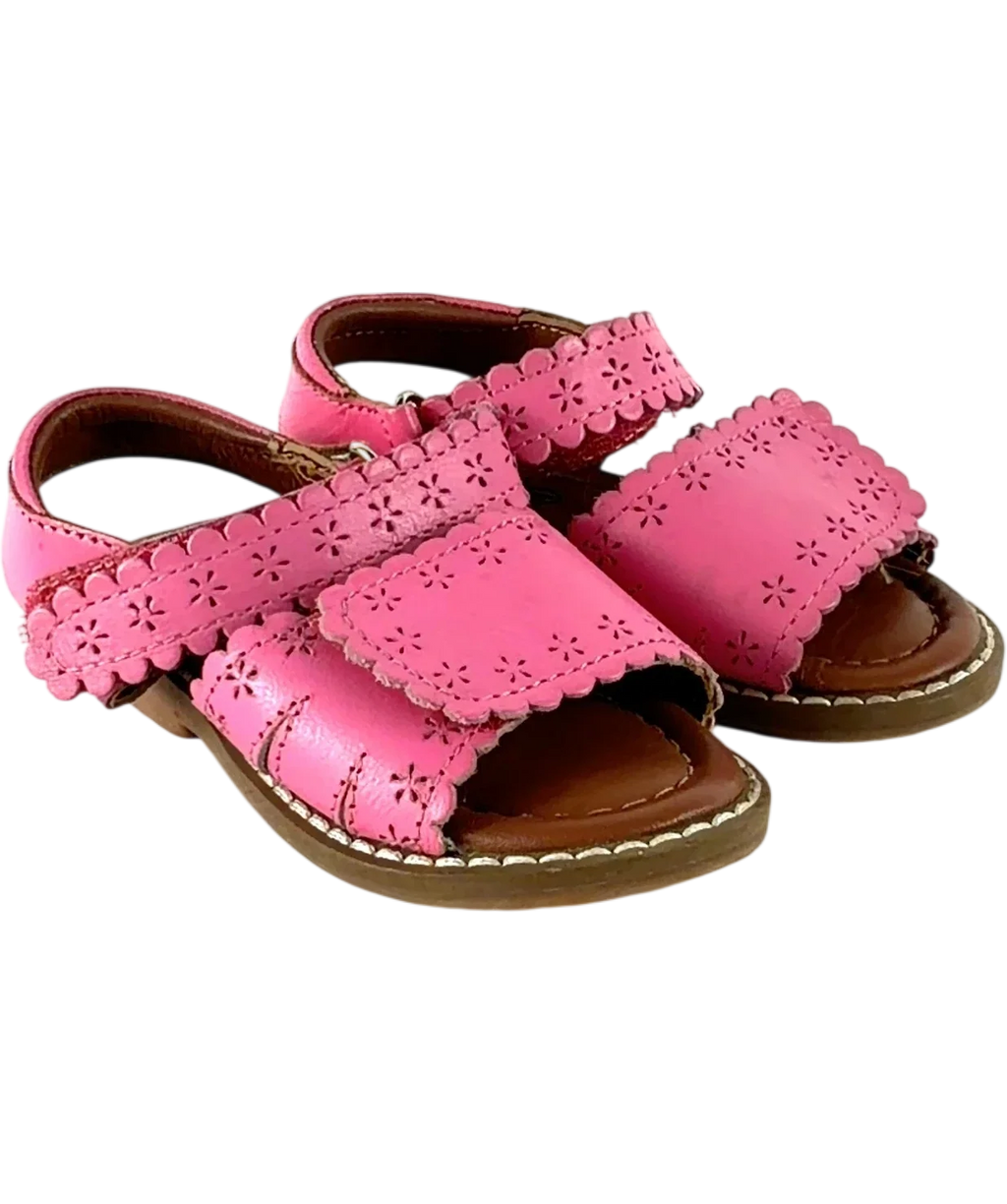 JoJo Maman Bébé Pink Pink Pretty Leather Sandals, size UK 4 EU 20 👼 — front