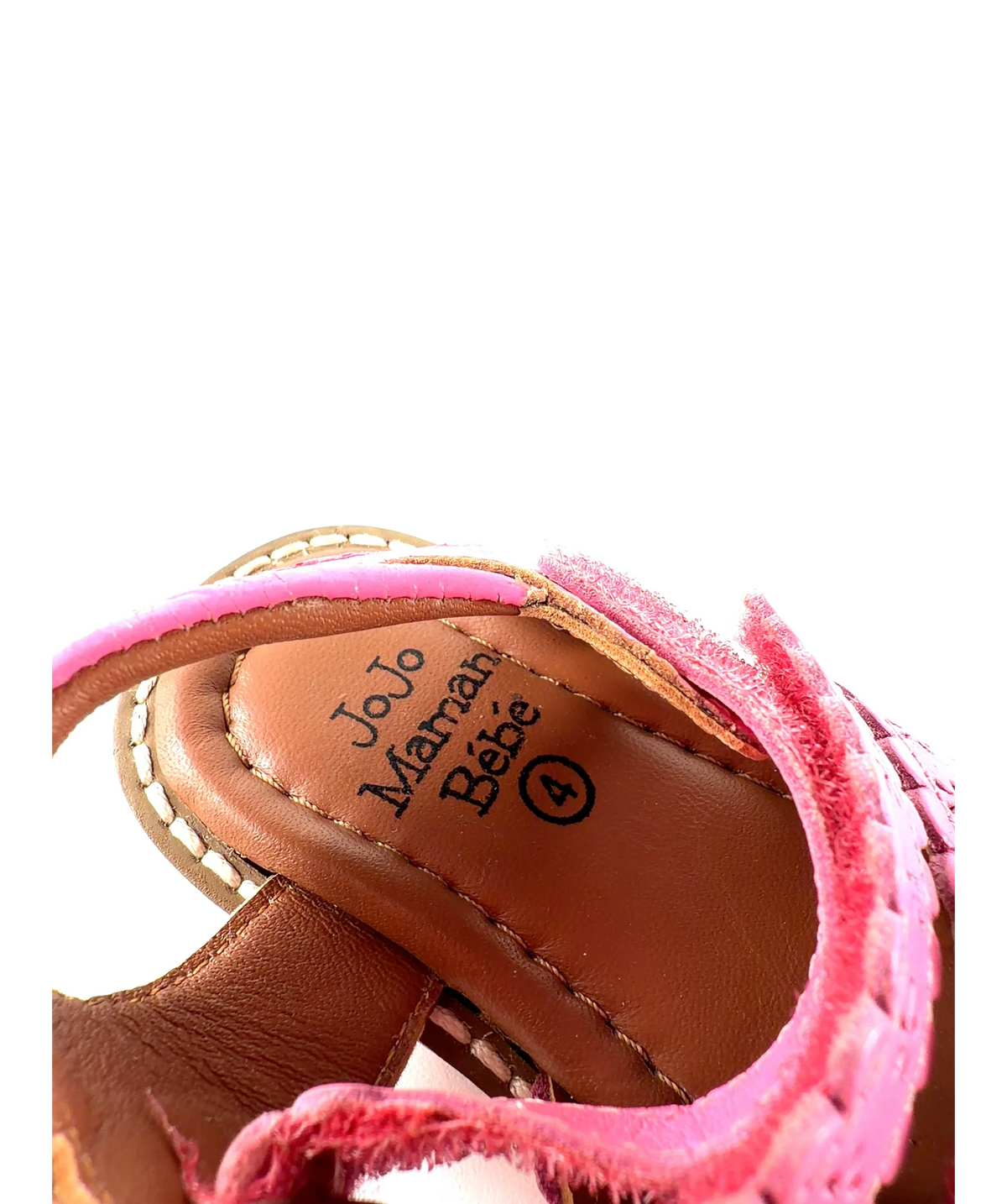 JoJo Maman Bébé Pink Pink Pretty Leather Sandals, size UK 4 EU 20 👼 — detail