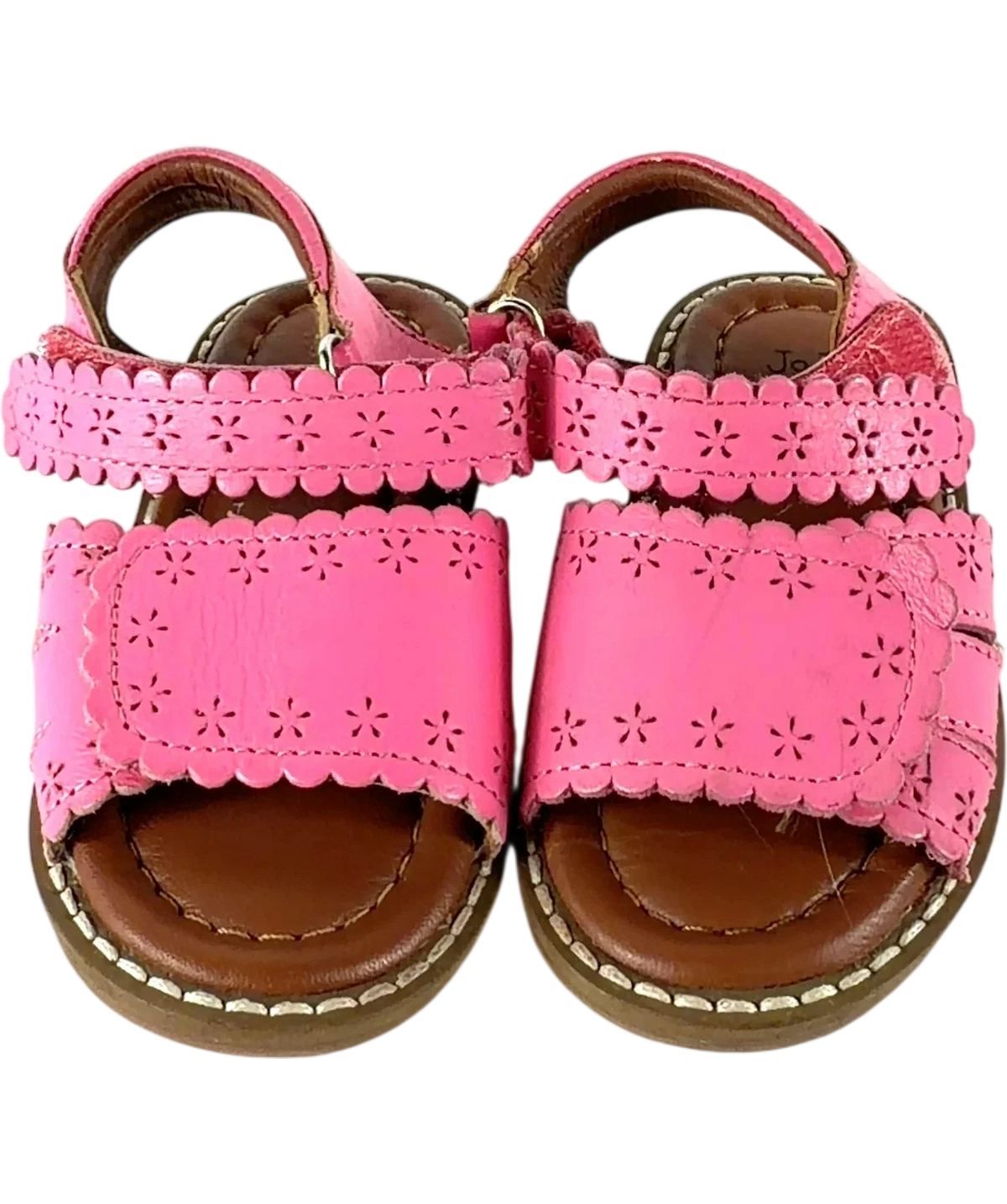 JoJo Maman Bébé Pink Pink Pretty Leather Sandals, size UK 4 EU 20 👼 — fabric detail