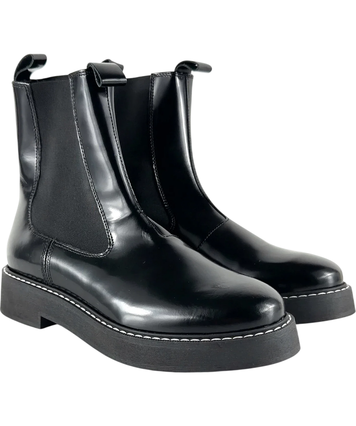 Pilcro Black Contrast Stitch Leather Chelsea Boots, size UK 7 EU 40 👠 — front