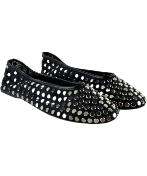 MNG Mesh Ballet Flats with Studs Black UK 8