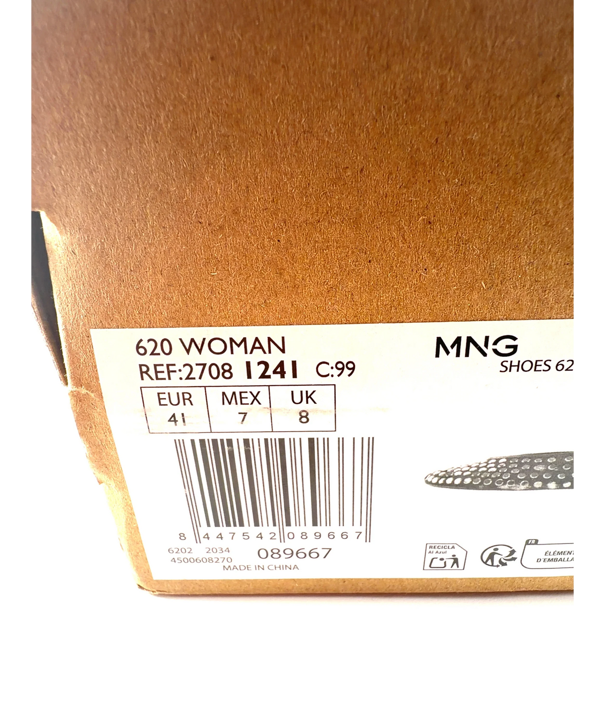 MNG Black Mesh Ballet Flats with Studs, size UK 8 — fabric detail