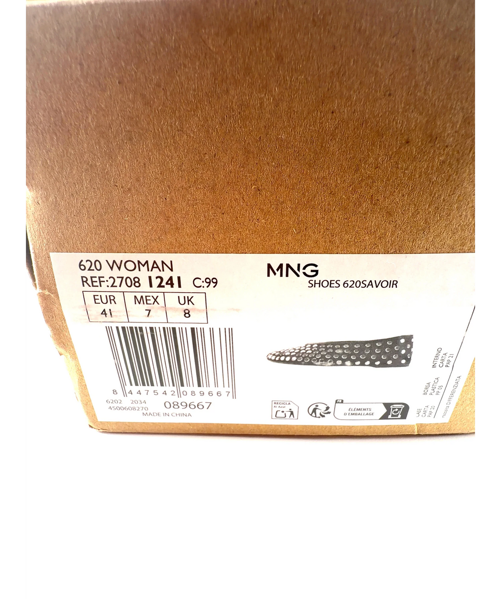 MNG Black Mesh Ballet Flats with Studs, size UK 8 — additional view