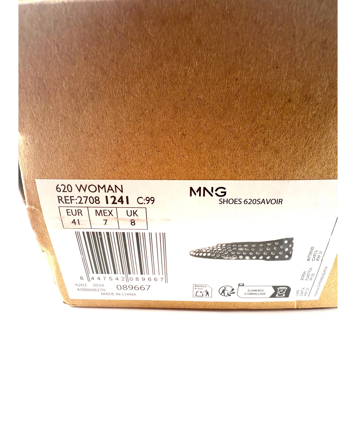 MNG Black Mesh Ballet Flats with Studs, size UK 8 — additional view