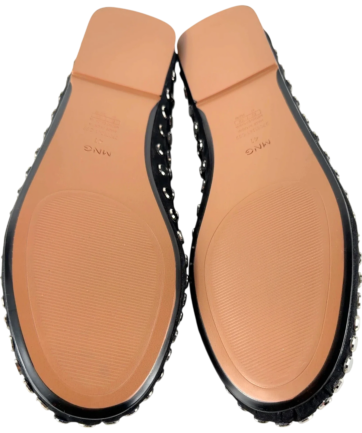 MNG Black Mesh Ballet Flats with Studs, size UK 8 — view 8