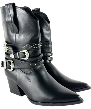 Amazon Black Silver Cowboy Boots Uk 7 Eu 40