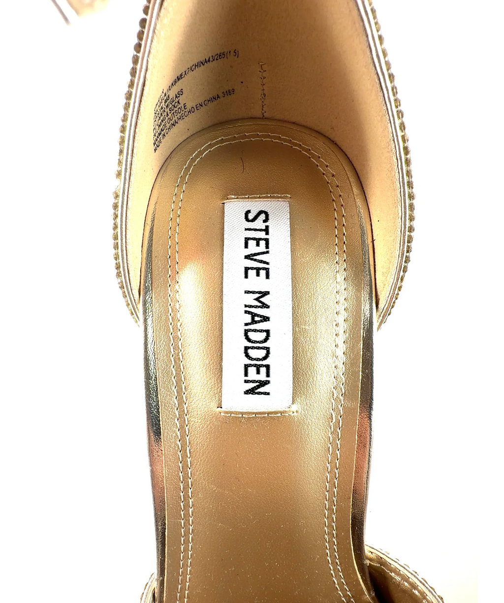 STEVE MADDEN gold SPARX-R, size UK 8 EU 41 👠 — care label