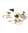 boohoo Cream Flower Detail Low Heeled Mules, size UK 6 EU 39 👠 — front