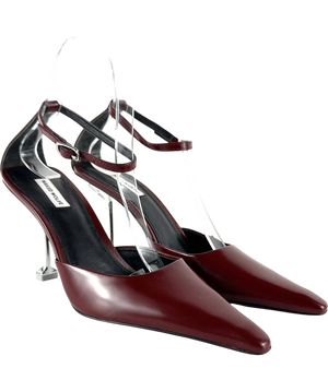 Naked Wolfe Burgundy Box Leather Valerie Heels UK 4