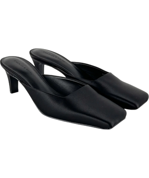 Charles & Keith Black Square Toe Mules EU 37