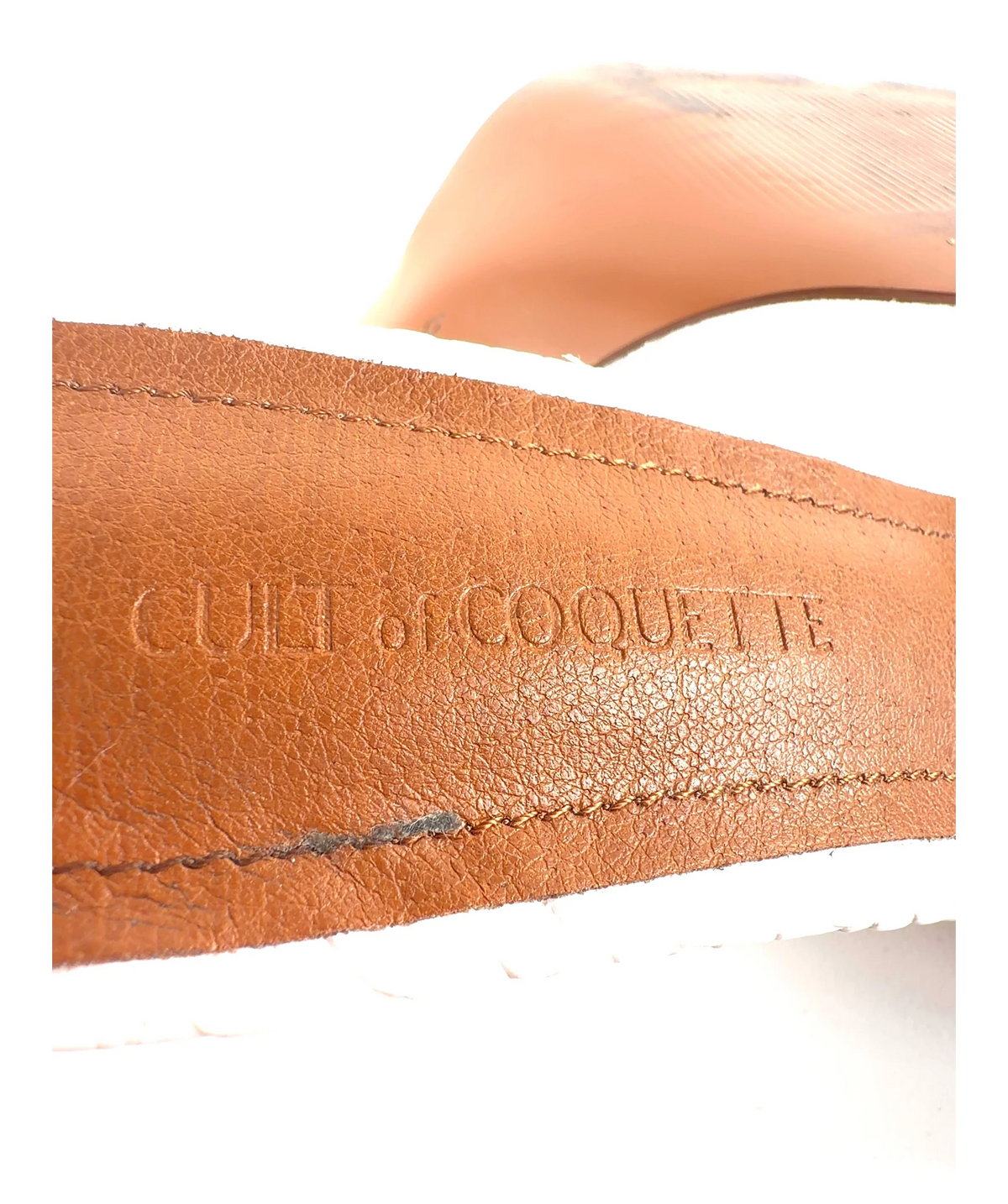 CULT OF COQUETTE White Gia White Reptile Vegan Mules 80 mm, size UK 6 EU 39 👠 — care label