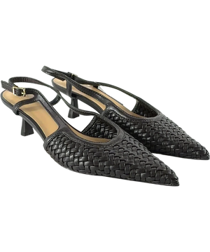 H&M Brown and Black Woven Kitten Heels UK 3