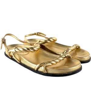 Jimmy Choo Metallic Twisted Flat Sandal UK 4