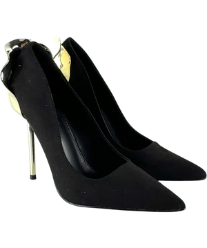 Fashion Nova Black and Metallic Heels UK 6