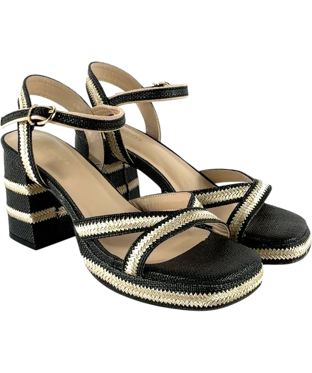 Paradox London black block heel sandal, size UK 4 EU 37 👠 — front