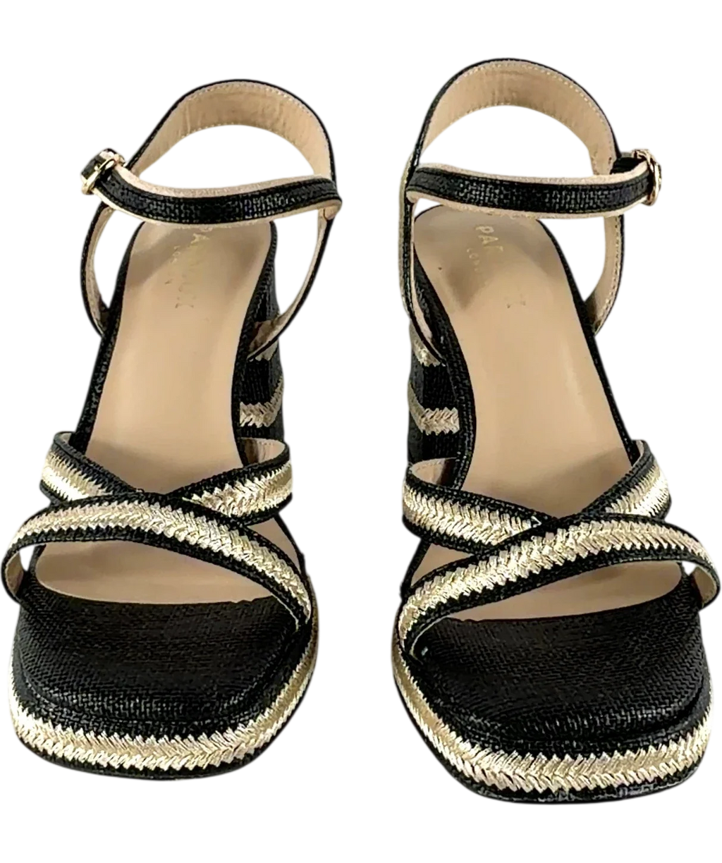 Paradox London black block heel sandal, size UK 4 EU 37 👠 — detail