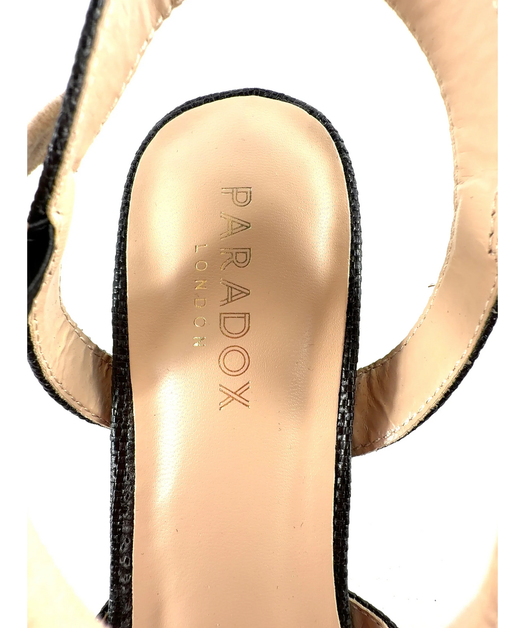 Paradox London black block heel sandal, size UK 4 EU 37 👠 — care label