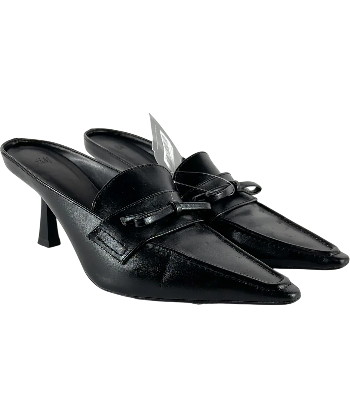 H&M Black Heeled Mules, size UK 5 EU 38 👠 — front