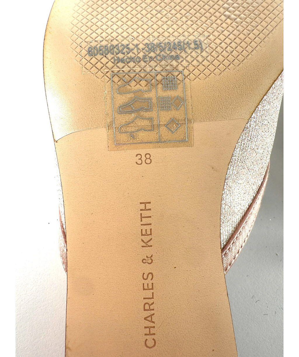 Charles & Keith Pink Pink Glittered Mesh Bow Kitten Heels, size UK 5 EU 38 👠 — additional view
