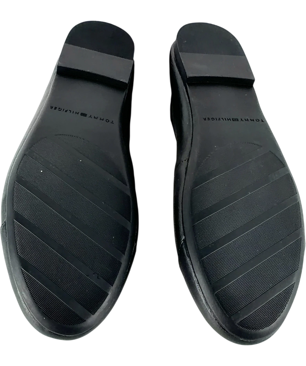 TOMMY HILFIGER Black TOE CAP LEATHER BALLERINA, size UK 7.5 EU 40.5 👠 — view 8