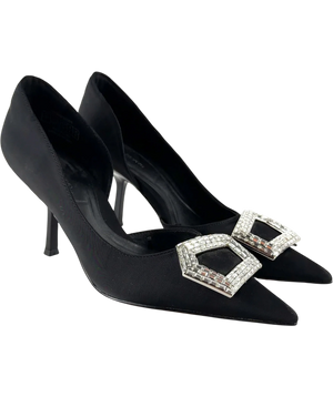 Urban Revivo Black And Metallic Jeweled Heel UK 4