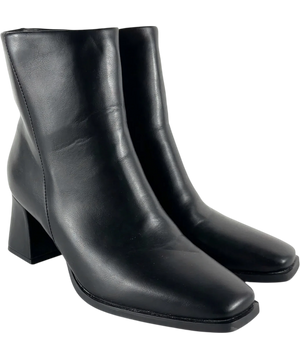 Seqwl Black Square Toe Block Heel Ankle Boot UK 8