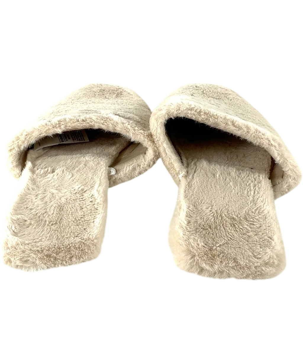 M&S Beige Faux Fur Back Tab Mule Slippers, size UK 8 EU 41 👠 — back