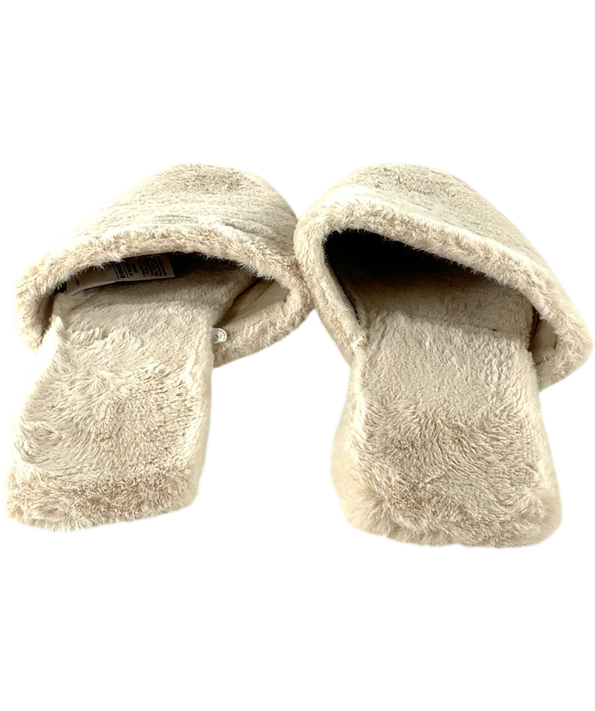 M&S Beige Faux Fur Back Tab Mule Slippers, size UK 8 EU 41 👠 — back