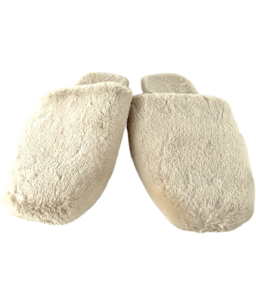 M&S Beige Faux Fur Back Tab Mule Slippers, size UK 8 EU 41 👠 — detail