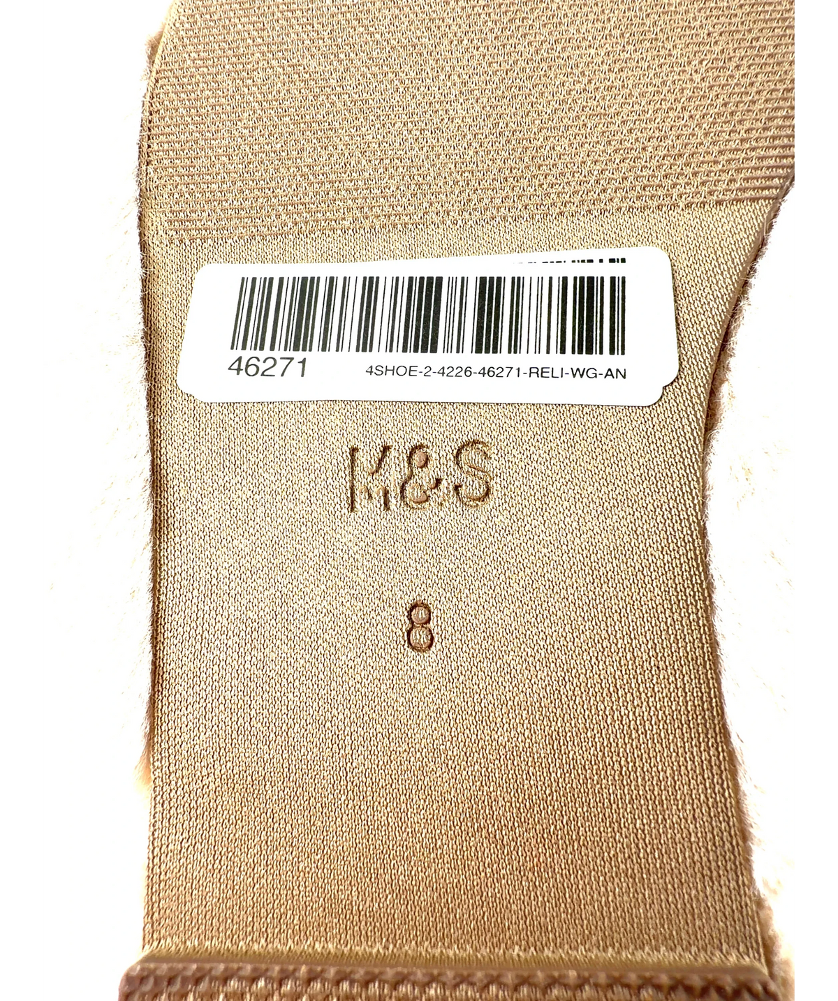 M&S Beige Faux Fur Back Tab Mule Slippers, size UK 8 EU 41 👠 — care label
