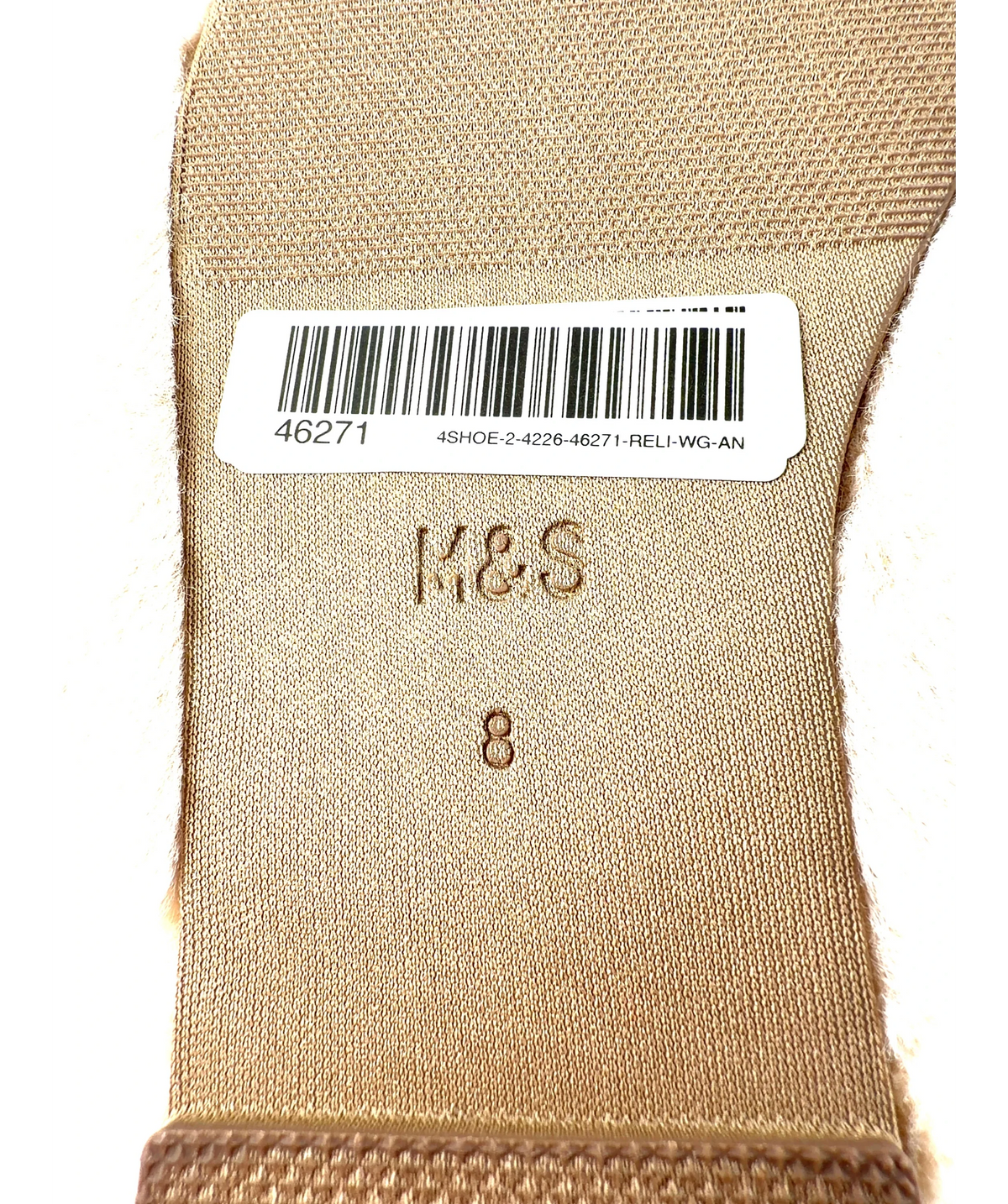 M&S Beige Faux Fur Back Tab Mule Slippers, size UK 8 EU 41 👠 — fabric detail