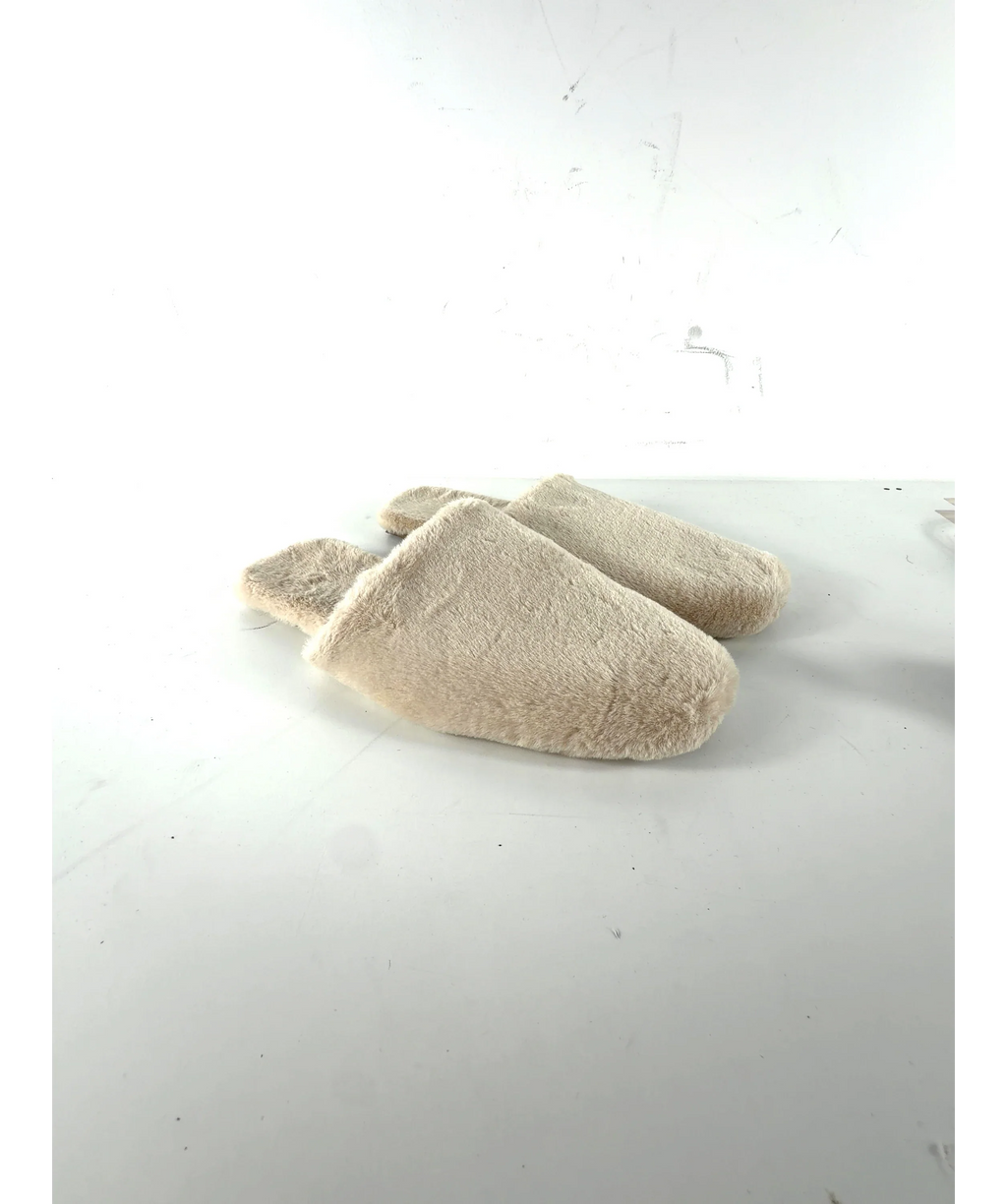 M&S Beige Faux Fur Back Tab Mule Slippers, size UK 8 EU 41 👠 — additional view